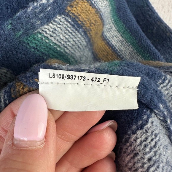 Levis Cardigan Sweater Mens M Blue Wool Button Front Collared Grandpa Striped - Picture 8 of 9